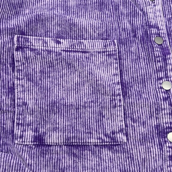 POL High-Low Relaxed Fit Corduroy Button Down Jacket Royal Purple - Picture 8 of 13